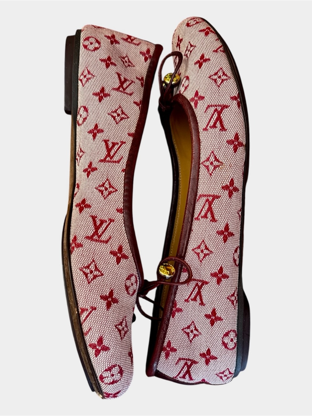 Louis Vuitton Y2K Flat Ballerina Alizee Mini Lin 36 EU Cerise Burgundy Monogram - Picture 5 of 15